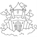 Dibujo para colorear Dibujo De Castillo En Las Nuebes Para Pintar Y Colorear