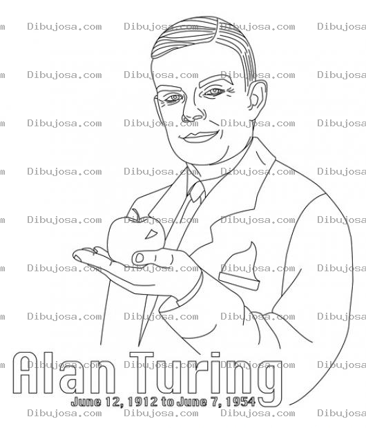 Dibujo para colorear 100 Aniversario Del Nacimiento De Alan Turing Para Pintar Y Colorer A Alanturing Matematico Ingles Experto En Decifrar Codigos Secretos