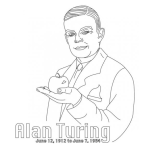 Dibujo para colorear 100 Aniversario Del Nacimiento De Alan Turing Para Pintar Y Colorer A Alanturing Matematico Ingles Experto En Decifrar Codigos Secretos