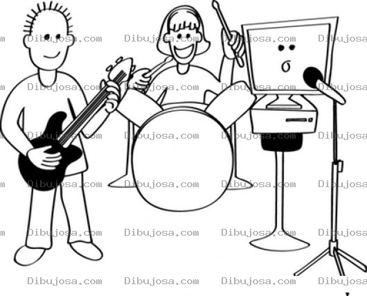 Dibujo para colorear Dibujo D Euna Banda De Rock Con Voz Sintetizada Por Computadora Para Pintar Y Colorear