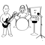 Dibujo para colorear Dibujo D Euna Banda De Rock Con Voz Sintetizada Por Computadora Para Pintar Y Colorear