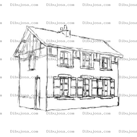 Dibujo para colorear Dibujo De Una Casa Vieja De Madera De Dos Pisos Para Pintar Y Colorear