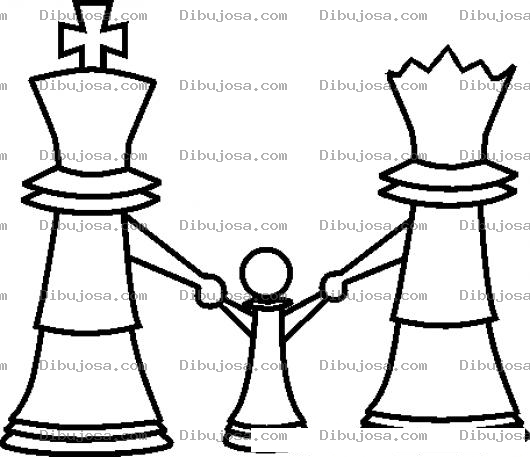 Dibujo para colorear Dibujo De Ajedrez Para Pintar Y Colorear Al Rey Y A La Reina Tomando A Un Peon De Sus Manos