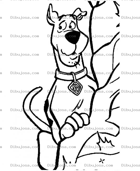 Dibujo para colorear Dibujo De Scooby Doo Escondido Atras De Un Arbol Para Pintar Y Colorear Al Perro Mas Miedoso De La Television