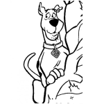 Dibujo para colorear Dibujo De Scooby Doo Escondido Atras De Un Arbol Para Pintar Y Colorear Al Perro Mas Miedoso De La Television