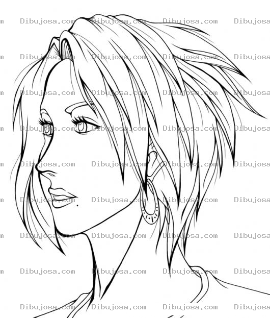 Dibujo para colorear Peinado De Mujer Joven Dibujo De Mujer Con Peinado Nuevo Y Pelo Corto Para Pintar Y Colorear