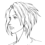 Dibujo para colorear Peinado De Mujer Joven Dibujo De Mujer Con Peinado Nuevo Y Pelo Corto Para Pintar Y Colorear