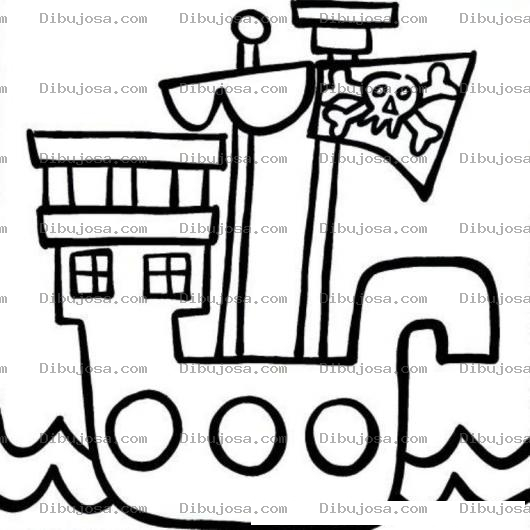 Dibujo para colorear Dibujo De Barquito Pirata Para Pintar Y Colorear