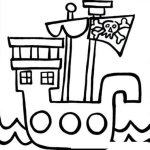 Dibujo para colorear Dibujo De Barquito Pirata Para Pintar Y Colorear