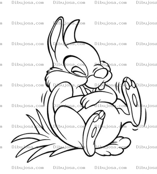 Dibujo para colorear Dibujo Del Conejo De Bambi Muriendose De La Risa Para Pintar Y Colorear Al Conejito De Bamby Riendose Y Carcajeandose