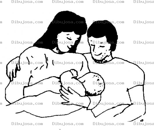 Dibujo para colorear Dibujo De Papas Con Bebe Recien Nacido Para Pintar Y Colorear Mama Papa Y Bebito