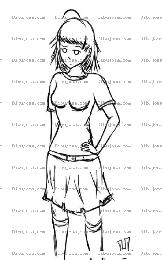 Dibujo para colorear Dibujo De Chica En Playera Y Minifalta Para Pintar Y Colorear