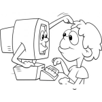 Dibujo para colorear Dibujo De Computadora Rascandole La Cabeza A Un Hombre Para Pintar Y Colorear
