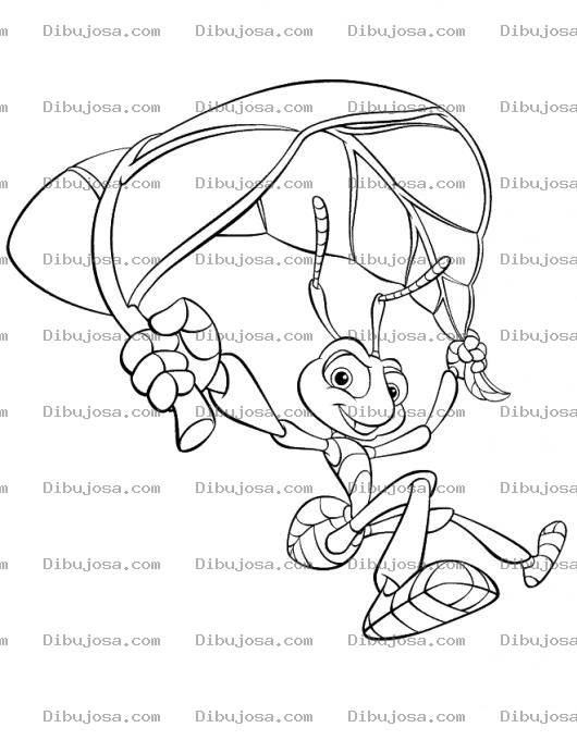 Dibujo para colorear Dibujo De Hormiga Paracaidista Libre Para Pintar Y Colorear La Homriga De Bichos Usando Una Hoja De Paracaidas