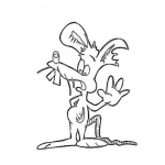 Dibujo para colorear Dibujo De Rata Pansona Embarazada Con La Oreja Mordida Y La Cola Quebrada Para Pintar Y Colorear Rata Dientuda