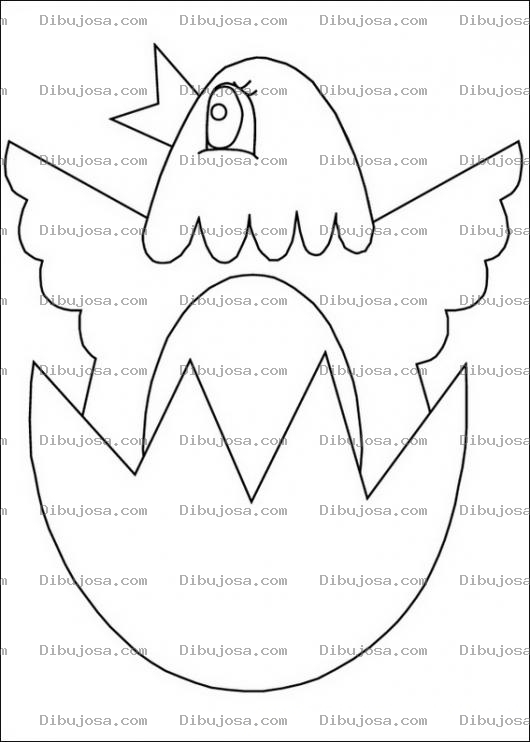 Dibujo para colorear Pollito saliendo del cascaron