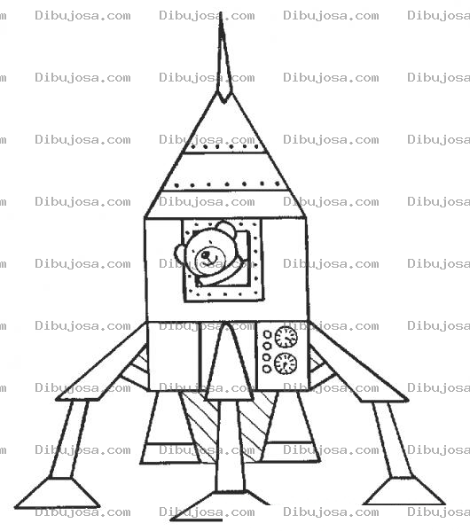 Dibujo para colorear Cohete Espacial Listo Para Despegar Dibujo De Osito En Cohete Del Espacio Para Pintar Y Colorea Oso Con Nave Espacial
