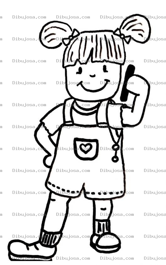 Dibujo para colorear Dibujo De Nina Con Celular Para Pintar Y Colorear