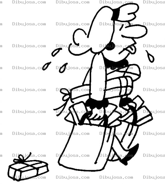 Dibujo para colorear Mujer De Shopping Dibujo De Mujer Cansada De Comprar Botando Regalitos Para Pintar Y Colorear