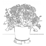 Dibujo para colorear Colorear Florero de Rosas