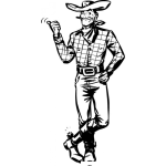 Dibujo para colorear Dibujo De Vaquero Pidiendo Jalon En La Calle Para Pintar Y Colorear Vaquero Haciendo Dedo Pidiendo Ray O Empujon