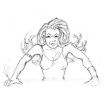 Dibujo para colorear Dibujo De Mujer Enojada Con Un Cigarro Y Con Tatuaje En El Brazo Y En El Pecho Para Pintar Y Colorear