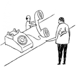 Dibujo para colorear Telefono De Reclamos Dibujo De Telefono Gigante En Un Mostrador De Servicio Al Cliente Para Pintar Y Colorear