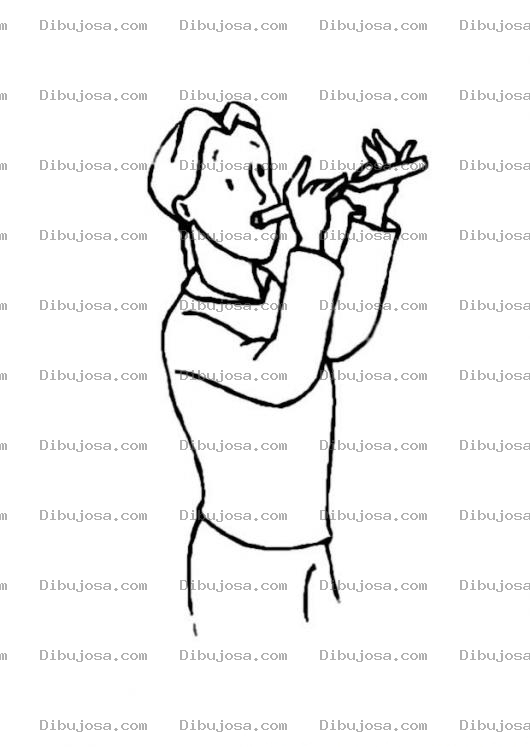 Dibujo para colorear Dibujo De Flautista Para Pintar Y Colorea A Una Persona Tocando La Flauta