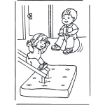 Dibujo para colorear Dibujo De Un Cuarto De Juegos Para Pintar Y Colorear Resbaladero En Una Habitacion De Juegos
