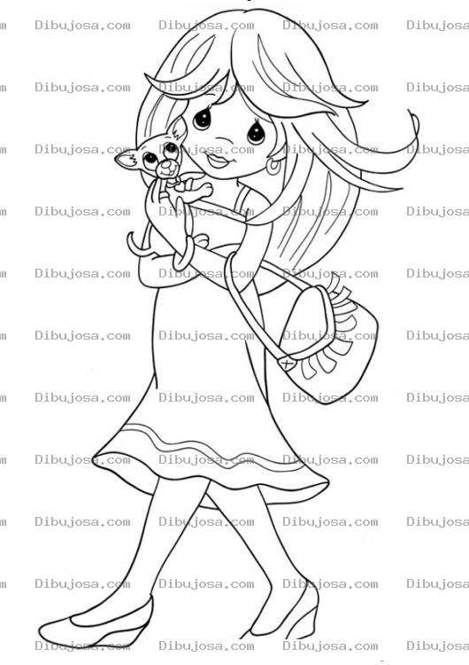Dibujo para colorear Chica De Precious Moments Dibujo De Rubia Con Un Chiguagua Para Pintar Y Colorear Canchita Con Chuchito