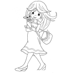 Dibujo para colorear Chica De Precious Moments Dibujo De Rubia Con Un Chiguagua Para Pintar Y Colorear Canchita Con Chuchito