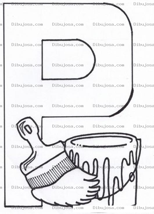 Dibujo para colorear Colorear la letra P de Pintura