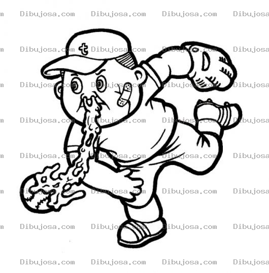Dibujo para colorear Dibujo De Nino Beisbolista Con Mocos Para Pintar Y Colorear