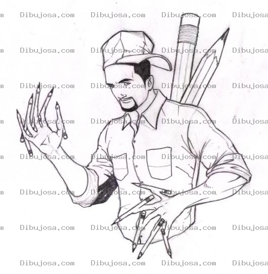 Dibujo para colorear Hombre Lapiz Dibujo De Estudiante Con Dedos De Lapices Para Pintar Y Colorear