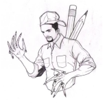 Dibujo para colorear Hombre Lapiz Dibujo De Estudiante Con Dedos De Lapices Para Pintar Y Colorear