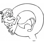Dibujo para colorear Colorear la letra Q con un monito