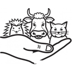 Dibujo para colorear Dibujo De Animalitos En La Palma De La Mano Para Pintar Y Colorear Puercoespin Vaca Y Gato En Una Mano