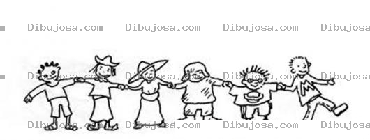 Dibujo para colorear Seis Chiquillos Dibujo De 6 Ninos Tomados De Las Manos Para Pintar Y Colorear