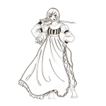 Dibujo para colorear Dibujo De Mujer Medieval Con Vestido Largo Con Pijazo Y Espada Para Pintar Y Colorear