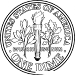 Dibujo para colorear One Dime Dibujo De Una Moneda De 10 Centavos De Estados Unidos Para Pintar Y Colorear 10cents De Usa