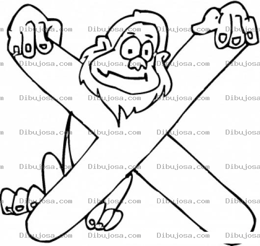 Dibujo para colorear Colorear la letra X con un monito