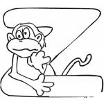 Dibujo para colorear Colorear la letra Z con un monito