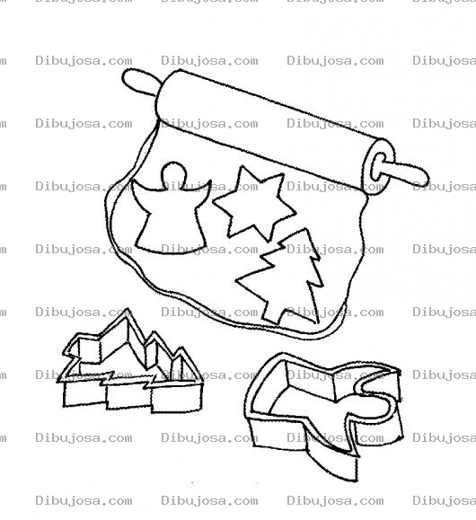Dibujo para colorear Masa Para Hacer Galletas Dibujo De Un Rodillo Aplastando Masa De Galletitas Para Pintar Y Colorear