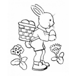 Dibujo para colorear Dibujo De Conejo Con Canasta De Huevos De Pascua Para Pintar Y Colorear