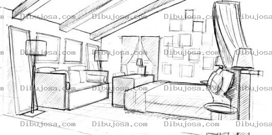 Dibujo para colorear Habitacion Matrimonial Dibujo De Un Cuarto Con Cama Y Sofa Para Pintar Y Colorear