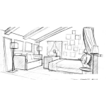 Dibujo para colorear Habitacion Matrimonial Dibujo De Un Cuarto Con Cama Y Sofa Para Pintar Y Colorear