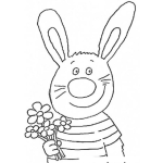 Dibujo para colorear Dibujo De Conejo Con Flores Para Pintar Y Colorear Conejito Enamorado Feliz E Ilusionado