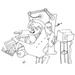 Dibujo para colorear Equipo Dental Dibujo De Dentista Sin Ayudante Operando A Un Paciente Para Pintar Y Colorear Dentista Sin Presupuesto Para Pagar Asistente