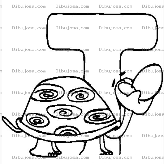 Dibujo para colorear Colorear la letra T de Tortuga