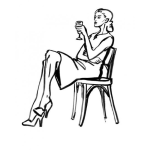 Dibujo para colorear Dibujo+de+mujer+sentada+con+una+copa+de+vino+para+pintar+y+colorear